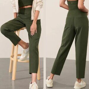 Athleta Endless High Rise Pants Olive Active Tapered Trousers Size 14T
